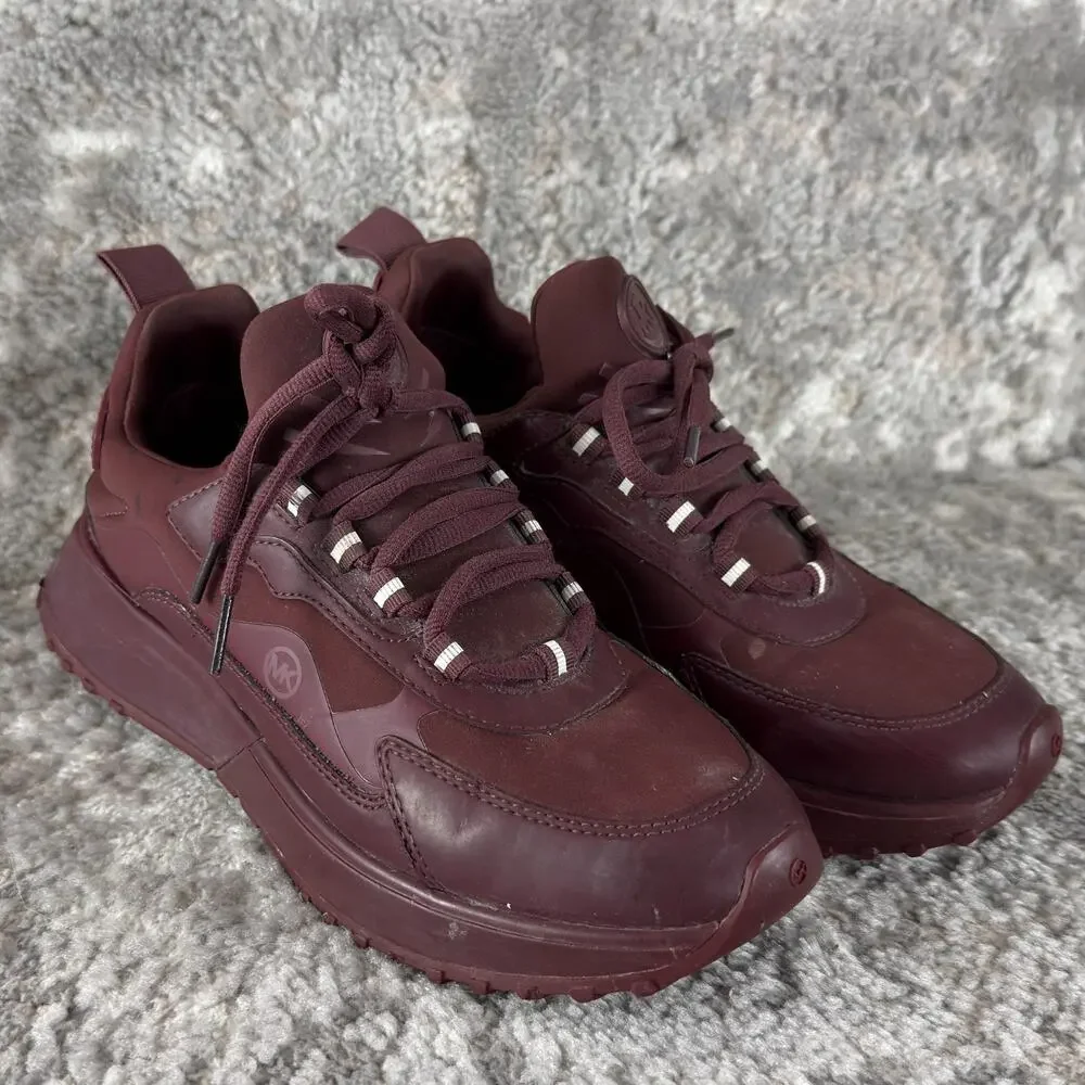 Michael Kors Size 8M FT22G Theo Sport Trainer Sneakers Lace Burgundy‎ Walking